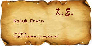 Kakuk Ervin névjegykártya